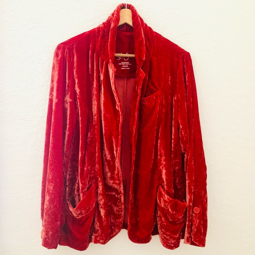 Kyla Seo Caite Crushed Velvet Jacket Blazer